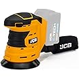 JCB 18V Cordless Random Orbital Sander, Bare Unit, 125mm 5'', Hook and Loop Base, Rubber Grip Over Mould & Dust Collector, 3 Year Warranty