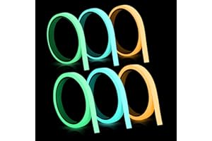 HFDONGL 6 rolek fluorescencyjnej taśmy klejącej, świecąca taśma samoprzylepna, świecąca taśma ostrzegawcza, taśma ostrzegawcza, neonowa taśma klejąca do dekoracji na imprezę, Halloween, rzemiosło,