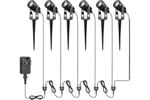 Tomshine 6 Pack 12V 6.56ft Garden Spike Lights Mains Powered Ip65 Waterproof Outdoor Decorative Garden Spotlights for Pathway Patio Yard