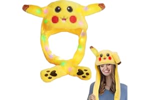 OPEIXSAYKOC Gorro de Conejo con Orejas Móviles,Sombrero de Peluche con Luces LED,Gorro de Peluche con Orejas,Sombrero de Conejo para Adultos y niños para Fiestas de Cumpleaños,Fiestas de Navidad,Cosplay,Carnaval