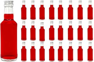 casavetro Trasparente Tappo A Vite Bottiglie di Vetro vuote 200 ml - Riutilizzabile Twist off coperchi - a Tenuta d'Aria Coperchio in Metallo per Kombucha Birra a casa Gin Olio Aceto (24 x 200 ml)