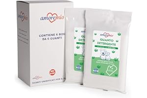 AMORE MIO 18 Guanti Umidificati con Aloe Vera per Il Manto, Le Zampe e Il Muso di Cani, Gatti e Animali Domestici, Elimina Odori, Lenisce e Protegger Il Pelo, 6 Pezzi x 3 Confezioni