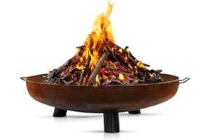 BonFeu BonBowl Plus Feuerschale 80 cm - Feuerschalen für den Garten - Feuerstelle Outdoor - Feuerschale mit Opt. Grillrost aus hochwertigem Cortenstahl - Feuerkorb für den Garten - 80x80x23.5cm