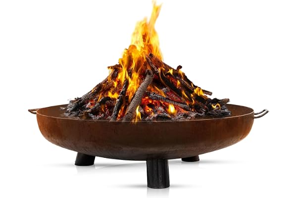 BonFeu BonBowl Plus Brasero - Brasero Exterieur - Barbecue brasero - Brazeros Exterieur Barbecue Plancha - Ø 80 cm Acier Corten, Ø 80 cm with Handle