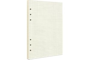 MAFEIGU A5 Grid Refill Paper,100GSM A5 Graph Rule Paper/Quad Rule Filler Paper for 6 Ring Refillable Binder/Planner/Diary Journals/Painting, 80 Sheets/160 Pages (Beige Grid-80 Sheets, A5)