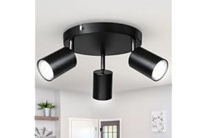 Smanu 3 Way Spotlight Ceiling Lights, Modern Kitchen Ceiling Light Fittings Black, Industrial Ceiling Spots Wall Lights, Adjustable GU10 Spotlights for Bedroom Living Room Hallway,Bulbs Not Included