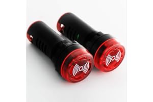 DIGITEN AC DC 12V 22mm Red LED Flash Alarm 80dB Indicator Light Lamp with Buzzer Pack of 2