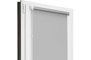 ‎ESTIKA Estika Verdunklungsrollo Thermorollo ohne Bohren - 75 cm x 220 cm - Grau - 13 Stoff Farben, Rollos für Fenster ohne Bohren, Klemmfix rollos für Fenster innen (75 cm Stoffbreite)