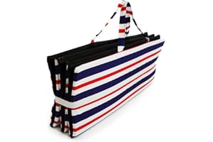 Ferocity Stuoia Spiaggia Materassino Foderato con Schiuma con Manico di Trasporto Imbottito Pieghevole Modello 4 Strisce Bianche Blu e Rosse [061]