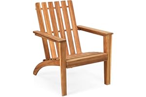 COSTWAY Adirondack Chair, All-weather Solid Acacia Wood Fire Pit Chair, Outdoor Armchair Garden Seat Patio Furniture for Deck Backyard (Natural)
