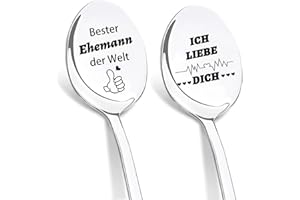 DIKARIYA Geschenke für Ehemann Weihnachten, 2er Kaffeelöffel mit Gravur Bester Ehemann Der Welt, Liebeslöffel Wichtelgeschenke für Männer, Liebe Geschenke für Ehemann Mann Adventskalender Hochzeitstag