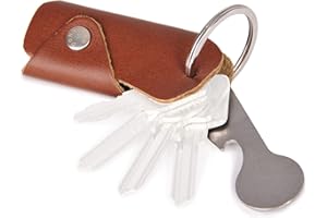 DONBOLSO Key Organizer Colt I Compact Keychain with Shopping Trolley Token and Bottle Opener I Leather Keyring holds 1-6 Keys I Cognac Nappa