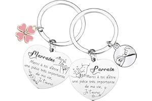 Lumengqi Cadeaux de Noël pour Parrain Marraine 2 Porte-clés Parrain et Marraine Cadeau Parrain Marraine Demande Cadeau Annonce Parrain Marraine Naissance Baptême Communion Cadeau Surprise Noël