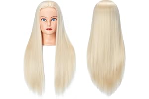 TRAINING HEAD Traininghead 26 "-28" Testa di manichino femminile Parrucchiere Manichino Cosmetologia Testa di bambola Capelli lunghi Fibra sintetica Capelli Modello di addestramento per parrucchieri