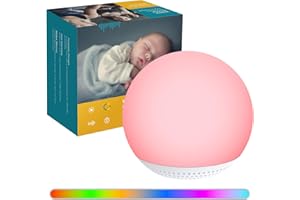 ‎HOMGEN HOMGEN 2 in 1 White Noise Machine Silikon Weißes Rauschen Maschine für Babys Type-C Wiederaufladbare Schlafgeräuschmaschine LED Nachtlicht für Kinder Tischlampe mit dimmbarem warmen Licht 7 Farben