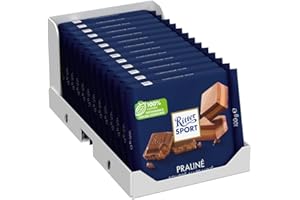 RITTER SPORT-Praliné Tablette 100 g, Chocolat au lait entier avec une garniture crémeuse de praliné premium-A emporter partout-Boite de 13 tablettes (L'emballage peut varier)