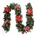 Produktbild 8.8FT / 2,7 Mt Weihnachten Girlande Für Treppen Kamine Weihnachtsbaum Dekoration Kaminsims Kranz Mit Blume & Bogen & Weihnachtskugeln (Red)