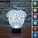 Produktbild 3D Lamp, EONANT 3D Night Lights LED USB Touch mit 7 Color Optical Illusion Schreibtischleuchten für Kinderzimmer Home Decoration (Dog)