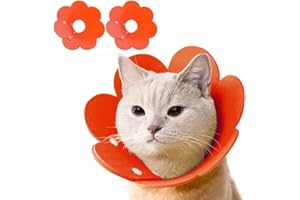 crazy bean 2pcs Collare Protettivo per Gatto Regolabile Collare Elisabettiano Cane Morbido Cono di Recupero per Animali Protettivo Forma Anti-Morso Simpatico Fiore Ferite,M