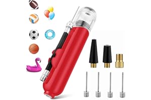 AOYINFE Ballpumpe für Sportbälle, Dual-Action-Luftpumpe zum Aufblasen mit 5 Nadeln und 2 Düsen für Fußball, Basketball, Volleyball, Luftballons, Fahrräder