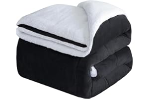 ‎CHOSHOME CHOSHOME Kuscheldecke Flauschig 150x200CM Sherpa Decke Warm Flanell Decke Schwarz Kuscheldecke Groß Decke Weiche Warme Fleecedecke Dicke Sofadecke für Winter Flauschige Wolldecke für Couch Schwere