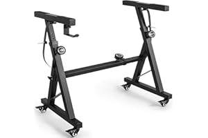 BQKOZFIN Z Style Keyboard Stand, Heavy Duty Adjustable & Portable Digital Piano Stand with 4 Rolling Wheels, Fits 54-88 Key Electric Pianos (Black)