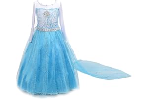 Lito Angels Vestito Principessa con Strascico per Bambina, Costume da Regina delle Nevi