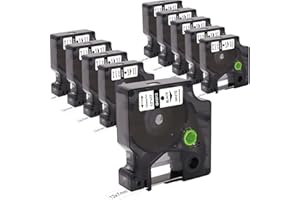 Molabel 10x taśma do etykiet kompatybilna z Dymo D1 45013 50720530 (12 mm x 7 m) Label Tape Blackon White Tape Work with Dymo Label Manager 160 200 210D280 360D 420P 450D