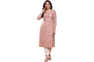miss fame Damen-Kurta, Baumwolle, Blumendruck, gerade, mehrfarbig