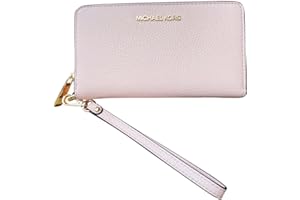 Michael Kors Jet Set Travel Large Flat Multifunction Phone Case Wristlet Pebble Leather