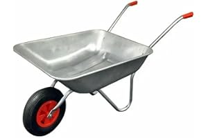 Wheelbarrow 50L Heavy Duty 80 KG Load Capacity Home Garden Galvanised Cart with Pneumatic Tyre,Zanbeel