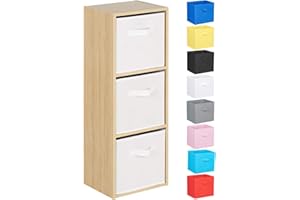 Hartleys 3 Tier Oak Cube Unit - Choice of Storage Boxes