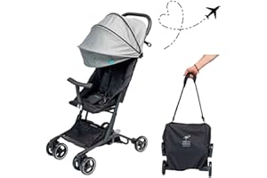 Urban Kanga Bandicoot Reisebuggy Flugzeug Handgepäck – Ultraleichter Buggy bis 25 kg, Klein Zusammenklappbar, Kinderwagen mit Schultergurt & Abdeckung, Kompakt für Reisen & Urlaub (Hellgrau)