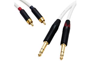 DESIGNACABLE Pseudo Balanced RCA Phono to TRS Jack Lead (PAIR). Van Damme Starquad Cable (1m, White)