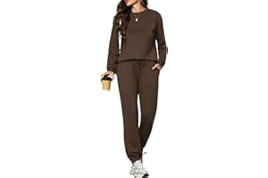 Aottori Tuta Sportiva Donna Completa Due Pezzi Casual Tuta da Ginnastica Felpa Manica Lunga e Pantaloni con Tasche e Coulisse Pigiama Set Autunno Invernale