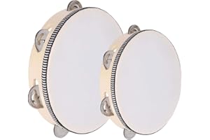 SUNSHINE SMILE 2-teilig handtrommel für kinder,handtrommel percussion,tamburin trommel,holz handtrommeln,tambourin percussion,handheld tamburin,holz tamburine mit glöckchen,trommel