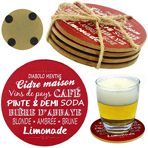 Promobo Set Set 4 Set Topfuntersetzer Glas Deko Collection Bistro Rot - 2