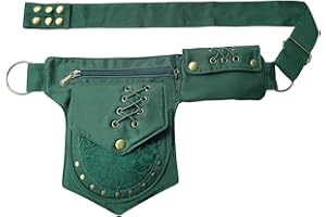 Larswon Borsa da gamba rinascimentale da donna, con cintura rinascimentale, per festival, borsa da coscia da donna, Verde, Medium, Borsa Rinascimentale