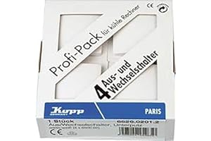 Kopp PARIS Universalschalter in Arktis-Weiß - 4 Stück - Lichtschalter-Unterputz mit 10AX Schaltvermögen - Hochwertiger IP20 Schalter mit Steckklemmen - Stilvoller Wechselschalter-Unterputz 250V~