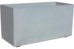 AnaParra Jardinera Rectangular Pacífico 60X17X19cm Moderna en hormigón aligerado para Exterior | Color Cemento | Peso: 15Kg. | 11 l.