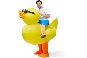 Spooktacular Creations Adult Inflatable Costume Riding a Duck Air Blow-up Deluxe Ride On Halloween Costume