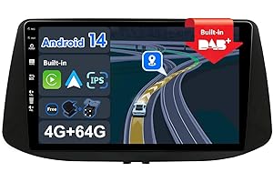 BXLIYER - Built-in Dab - IPS Android 13 Autoradio para Hyundai i30 (2017-2018) - Wireless CarPlay/Android Auto - 4G+64G - LED Cámara + Mic - 9 Pulgada 2 DIN - Volante 360-CAM Fast-Boot WiFi DSP