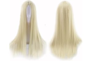 Sawekin 29.5" 75cm Long Blonde Wigs for Women Long Straight Synthetic Blonde Wigs for Party Cosplay Halloween Anime (B-Light Blonde)