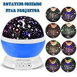 GRDE® projektion lampe Geburtstag lampe Weihnachtsgeschenke Romantische Lamp Dekorative Leuchten Innenleuchten 4 led Nachlicht Sun und Stern Beleuchtung Lampe 360 Grad entspannende Stimmung Licht projektor Baby Kinder zimmer Schlafzimmer Kinder Zimmerfür Weihnacht Geburtstag Ferien Partei(Blau) - 6