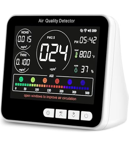 Monitor professionale della qualità dell'aria 10-in-1, Monitor WiFi della qualità dell'aria per anidride carbonica/PM2.5, temperatura, tester di umidità, con sistema di allarme a doppio livello, per