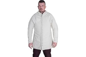 LORD OF BATTLES Medieval Gambeson Real Armor - Abrigo acolchado grueso con botones, lona de algodón con tres capas de acolchado