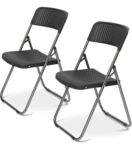 Set De Balcon Lugano BRUBAKER - Table + 4 Chaises Pliables - Poly Rotin Gris Beige - Imperméable