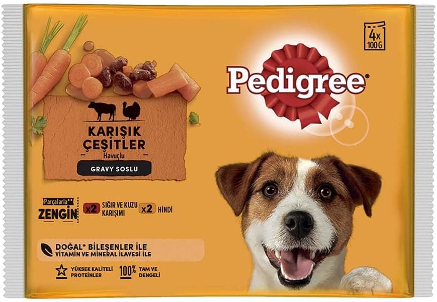 Pedigree Etli Seçenekleri 4'lü Poşet Paket Yaş Mama 400 Gram