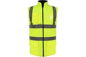 Top Demand Hi-Viz Vis High Visibility Reflective Fleece Security Work Gilet Body Warmer Zip Waistcoat Jacket