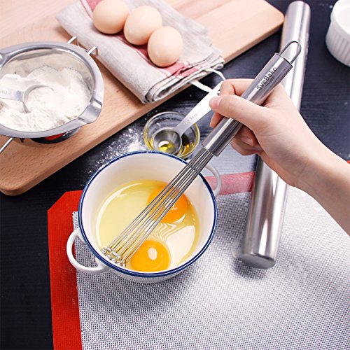 SveBake Edelstahl Küchen Schneebesen – 26 cm Polieren Rührblitz für Eier, Milch Sneeuwbezem, Küchenutensil zum Mischen, Schlagen und rühren - 4